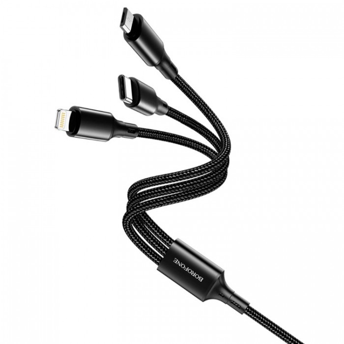 Borofone BX50 Fresco 3 в 1 USB - Lightning / Micro-USB / USB-C 2,4 A (1 м) Кабель
