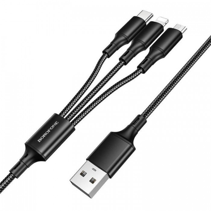 Borofone BX50 Fresco 3 в 1 USB - Lightning / Micro-USB / USB-C 2,4 A (1 м) Кабель