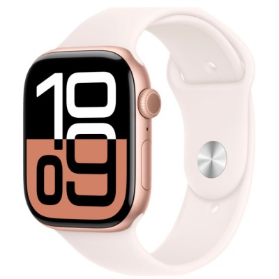 Apple Watch Series 10, 46 мм, Умные часы Корпус из алюминия цвета «Розовое золото», спортивный ремешок цвета «Румянец»
