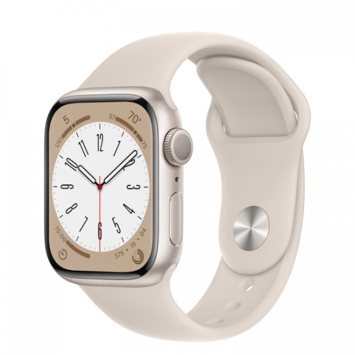 Apple Watch Series 8, 41 мм, Умные часы Корпус из алюминия цвета Сияющая звезда, спортивный ремешок Сияющая звезда (MNP63)