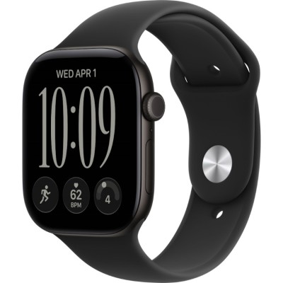 Apple Watch Series 12, 42 мм (MJEA4) Умные часы Корпус из алюминия Черного цвета, спортивный ремешок Черный S/M