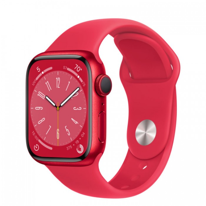 Apple Watch Series 8, 41 мм, Умные часы Корпус из алюминия красного цвета, спортивный ремешок (PRODUCT)RED (MNP73)