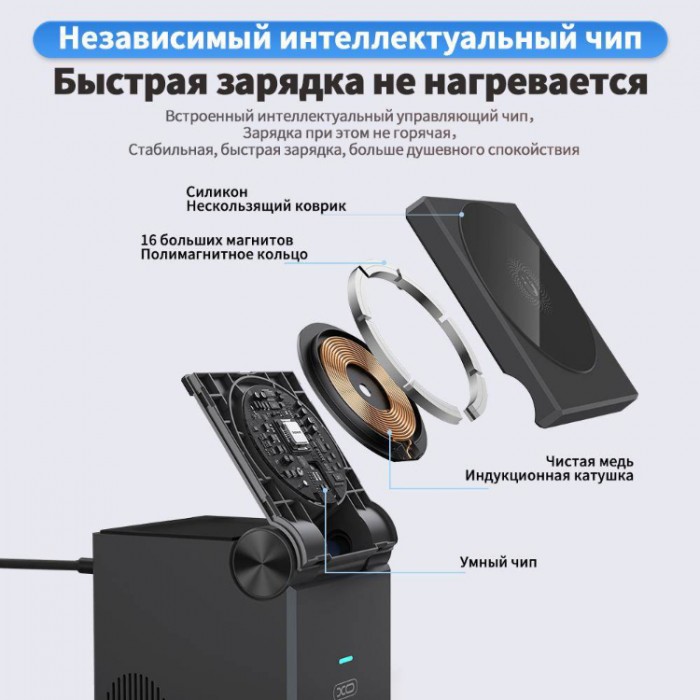 XO CX027 Cell Phone/Apple Watch/TWS Headset 3-in-1 15W Беспроводное зарядное устройство