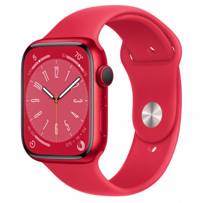Apple Watch Series 8, 45 мм, Умные часы Корпус из алюминия красного цвета, спортивный ремешок (PRODUCT)RED (MNP43)