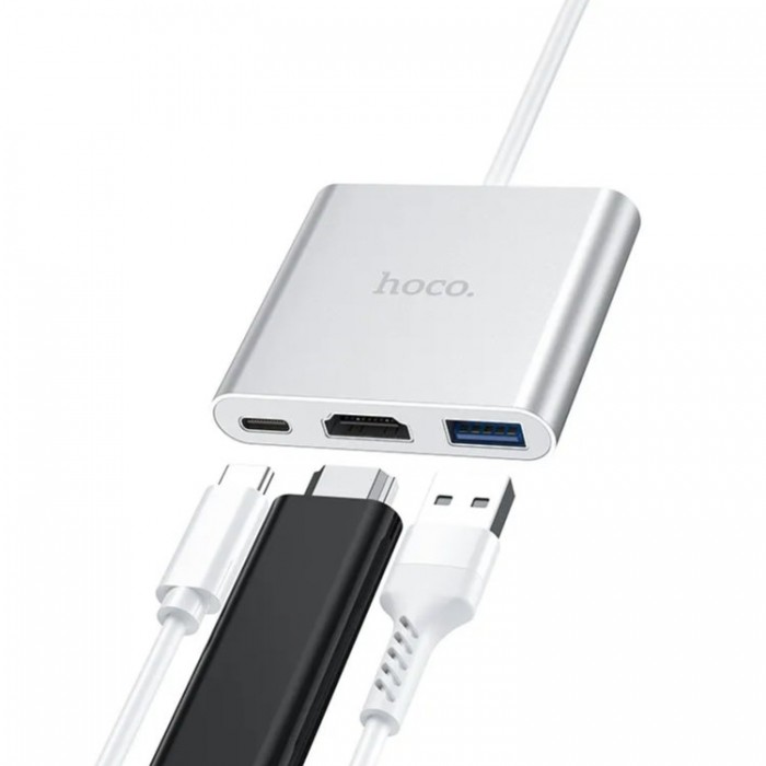 Hoco Type-C HB14 Easy use USB-C на USB3.0 + HDMI + PD Адаптер