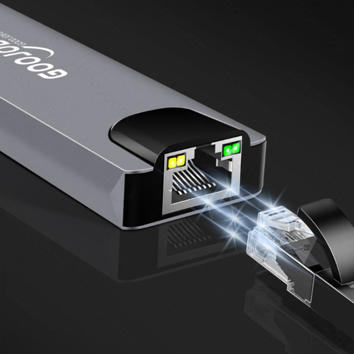 GoojoDoq H52 Pro USB-C HUB 8-in-1 (2*USB-C PD 87W, HDMI, SD, TF, 2*USB 3.0, RJ45) Адаптер