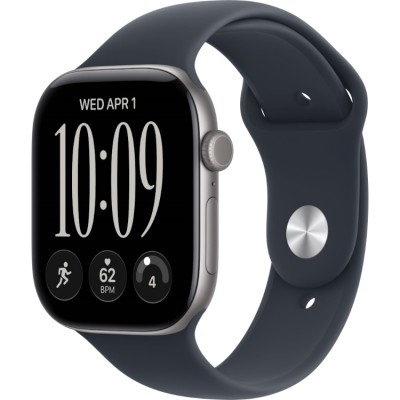 Apple Watch Series 12, 46 мм (MJEH4) Умные часы Корпус из алюминия цвета Серый космос, спортивный ремешок Синий S/M