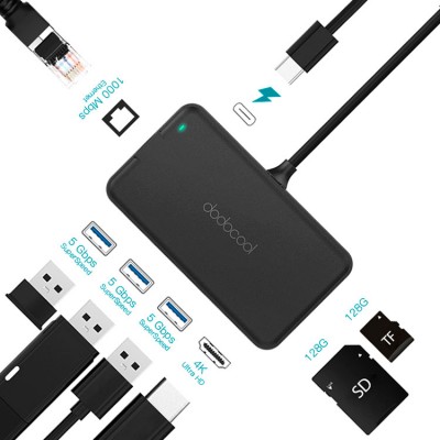 Dodocool DC46 USB-C HUB 8-in-1 (USB, HDMI, SD, TF, Ethernet) Адаптер
