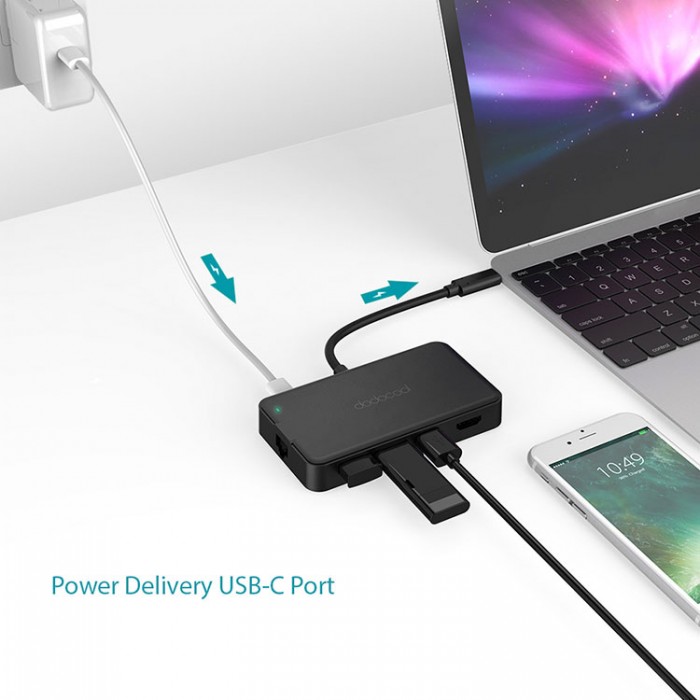Dodocool DC46 USB-C HUB 8-in-1 (USB, HDMI, SD, TF, Ethernet) Адаптер