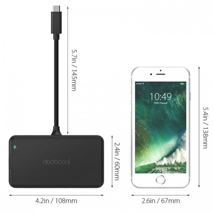 Dodocool DC46 USB-C HUB 8-in-1 (USB, HDMI, SD, TF, Ethernet) Адаптер