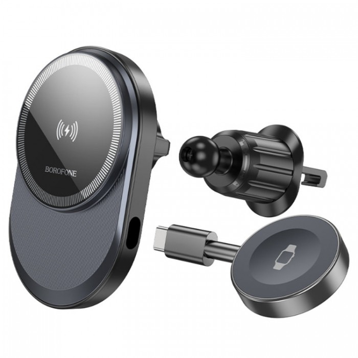 Borofone BH219 Fine 2-in-1 wireless fast charging car holder Беспроводное зарядное устройство-автодержатель с поддержкой MagSafe
