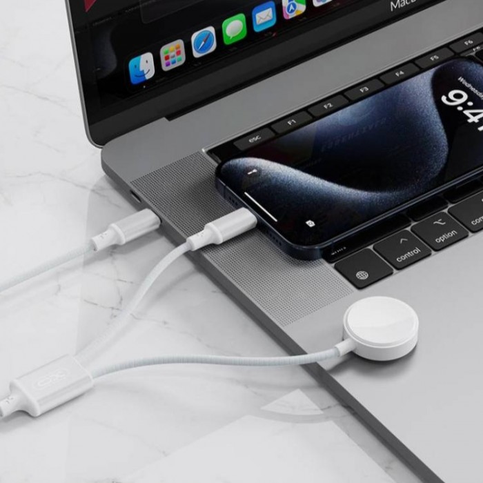 XO CX030 Type-c to Type-c+ Metal Apple Watch Watch Charger Braided Cable Беспроводное зарядное устройство