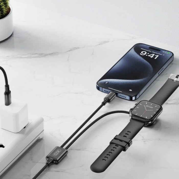 XO CX030 Type-c to Type-c+ Metal Apple Watch Watch Charger Braided Cable Беспроводное зарядное устройство