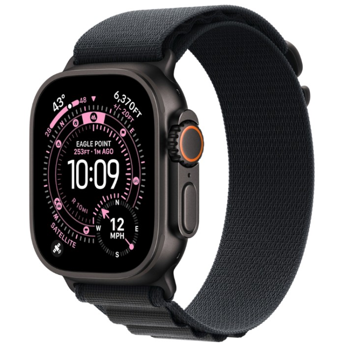 Apple Watch Ultra 3, 49 мм, GPS + Cellular (MEWP4) Умные часы корпус из Черного титана, ремешок Alpine размер L светло-голубого
