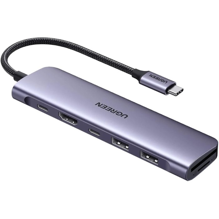 Ugreen CM195 USB-C HUB 7-in-1 (SD, TF, USB-C, 2*USB 3.0, HDMI, PD) Адаптер