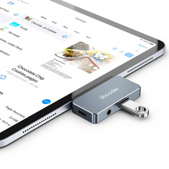 Docooler USB-C HUB 4-in-1 (USB, HDMI, Audio Jack, PD) Адаптер