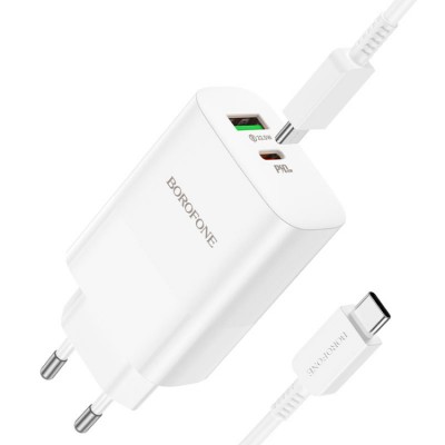 Borofone BN10 Sunlight PD3.0 USB + USB Type-C + Кабель Type-C (65 Вт) Сетевое зарядное устройство