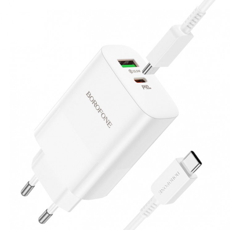 Borofone BN10 Sunlight PD3.0 USB + USB Type-C + Кабель Type-C (65 Вт) Сетевое зарядное устройство