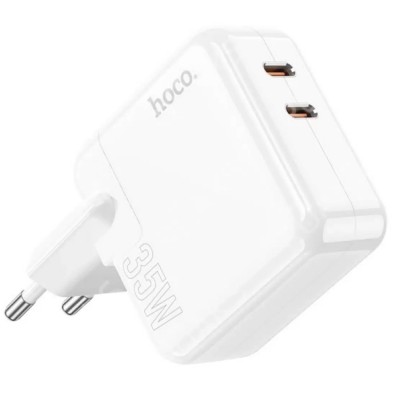 Hoco C110A Lucky  (2*USB Type-C PD) 35W + QC 3.0 (17.5W+17.5W) Сетевое зарядное устройство