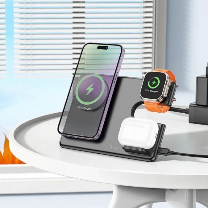 Hoco CQ1 Geek folding 3-in-1 Wireless Charger Беспроводное зарядное устройство