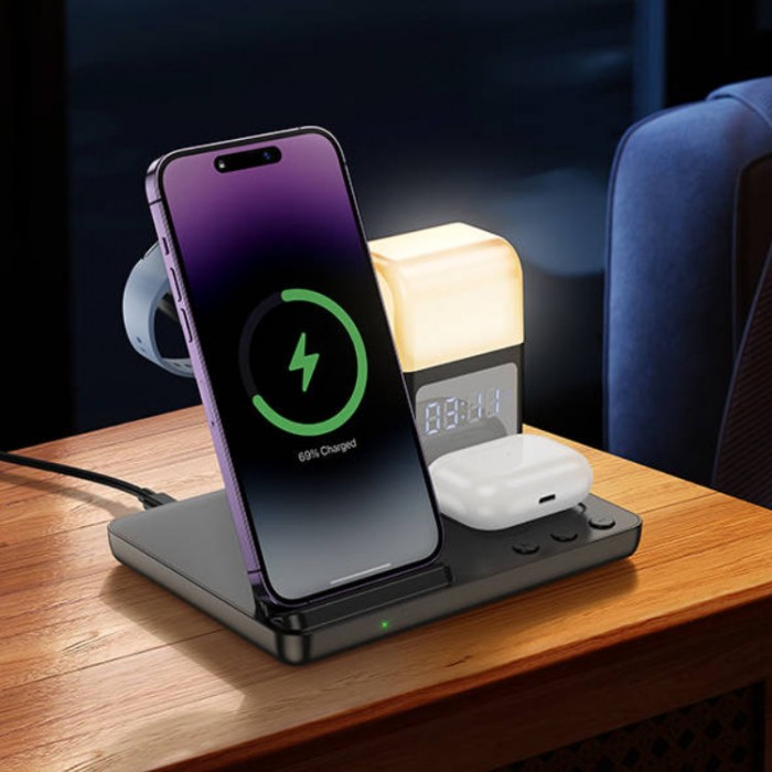 HOCO CQ9 Crown 3-in-1 night light Беспроводное зарядное устройство