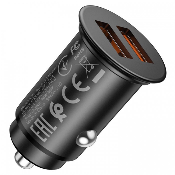 Hoco NZ1 2*USB QC3.0 36W (USB+USB) Автомобильное зарядное устройство