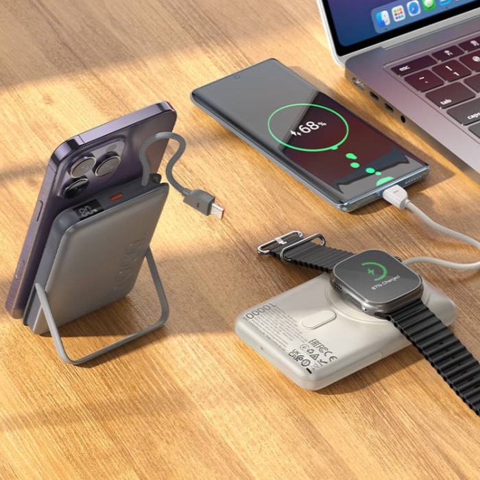 Hoco Q43 Clever dual PD20W with cable watch charger holder MagSafe magnetic (10 000 мАч) Внешний аккумулятор
