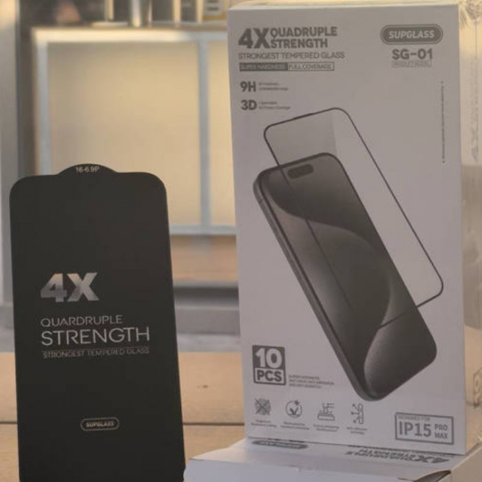 SUPGLASS SG-01 4X Quadruple Strength Glass 10-in-1 (6.1") Защитное стекло для iPhone 16 / 15 / 14 Pro