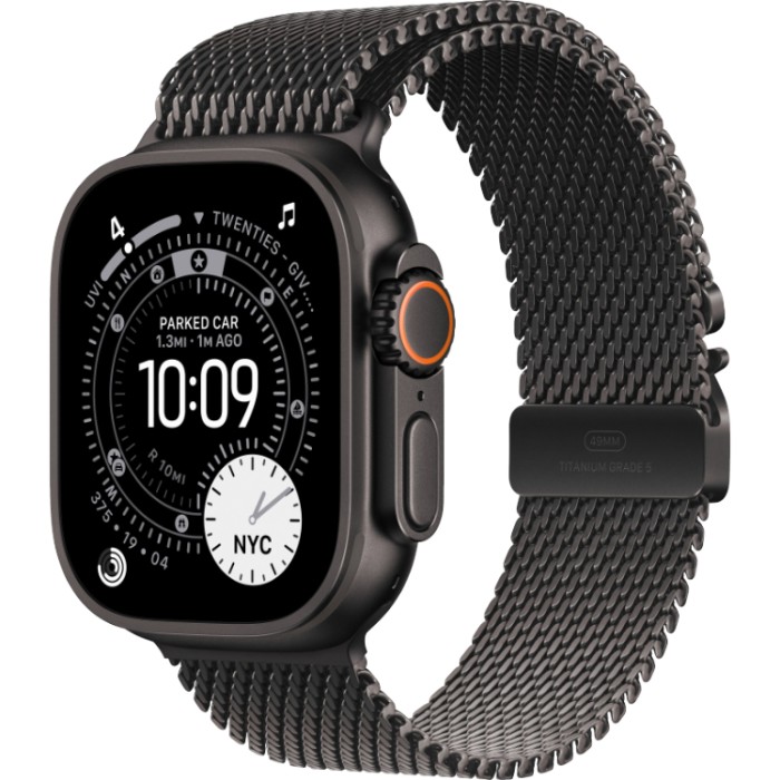 Apple Watch Ultra 3, 49 мм, GPS + Cellular (MF0E4) Умные часы корпус из Натурального титана, ремешок Milanese Loop цвета натуральный титан размер L