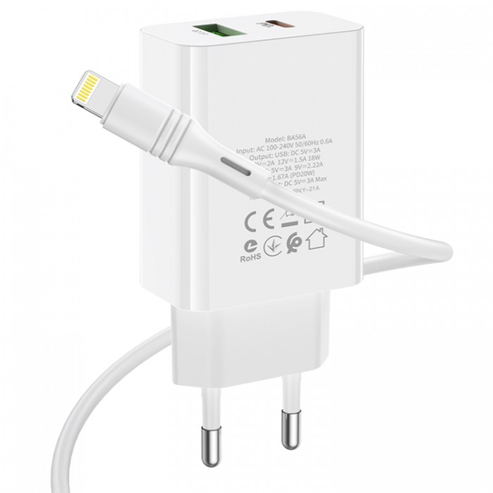 Borofone BA56A Lavida USB+Type-C (20 Вт) Сетевое зарядное устройство