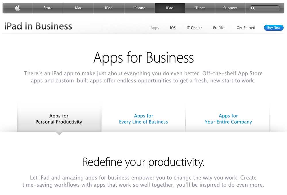 iPad in Business website